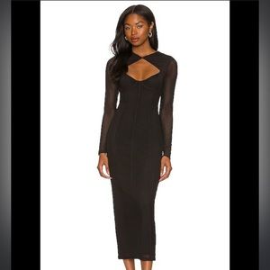 AFRM BRAND NEW WITH TAGS. MIDI BODY CON MESH SLEEVES CUT OUT